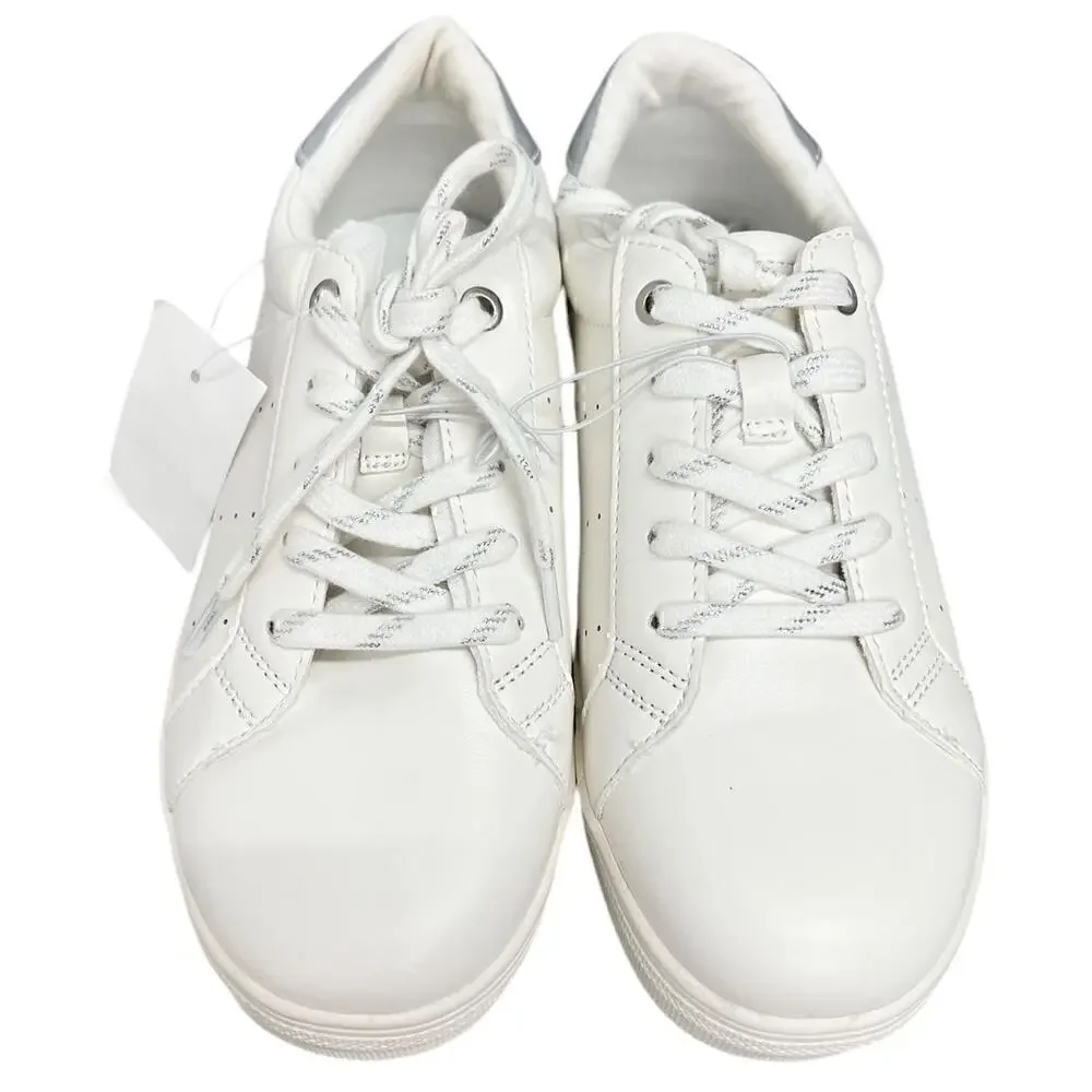 J.Crew Factory Girls' lace-up sneakers White Lavender BW251 size K5 NWT